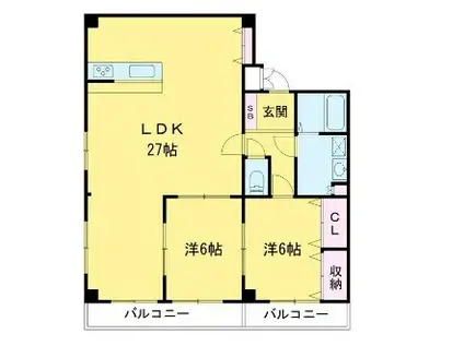 レジデンスヤマザキII(2LDK/3階)の間取り写真