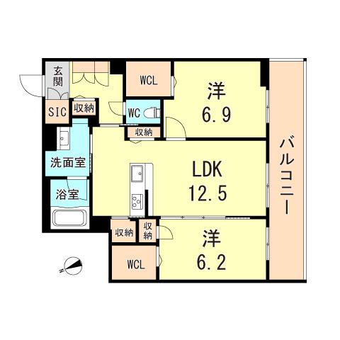 SEASIDE HOUSE(2LDK/3階)の間取り写真