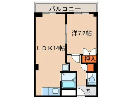 CASA NOAH 八事(1LDK/4階)の間取り写真