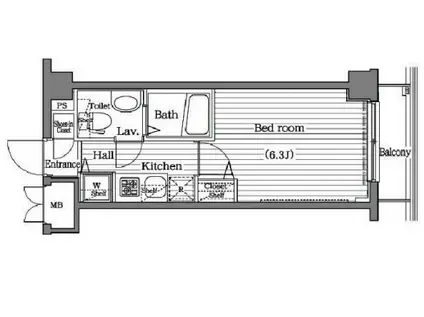 ガラシティ大崎(1K/6階)の間取り写真