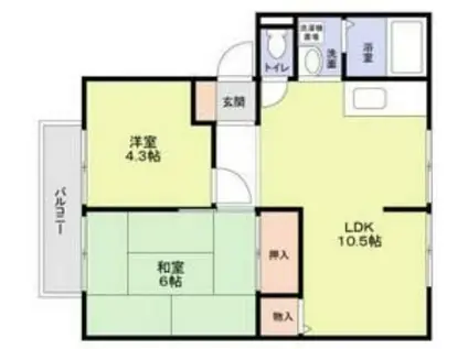 ジョイフルコンフォートA棟(2LDK/1階)の間取り写真