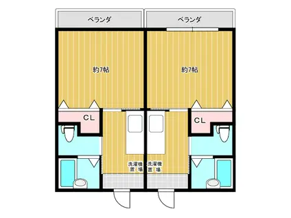 ヴィアーレ喜多(1K/1階)の間取り写真