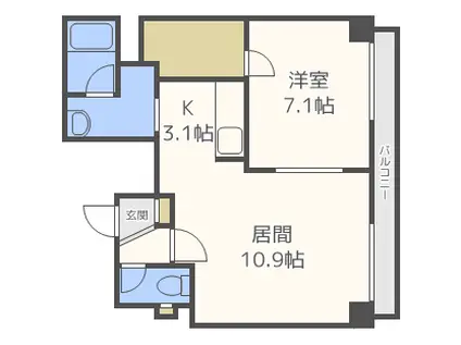 ノースマンション北10条(1LDK/3階)の間取り写真
