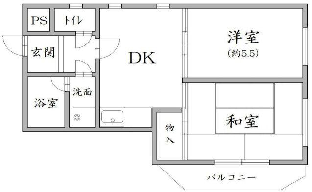 メゾン北村(2DK/2階)の間取り写真