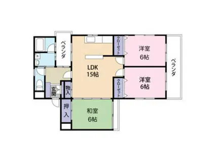 グリンシャトー杉山(3LDK/4階)の間取り写真