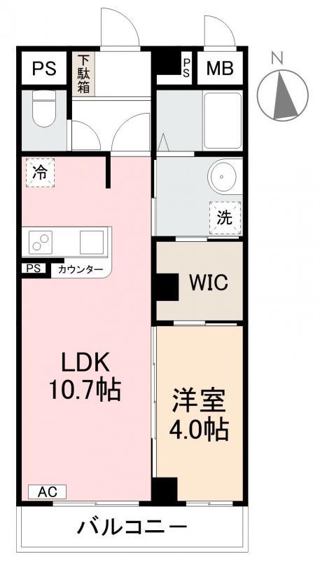 アパートメントS太田下町(1LDK/5階)の間取り写真
