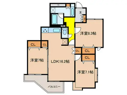 アーバネックス武蔵野(3LDK/1階)の間取り写真