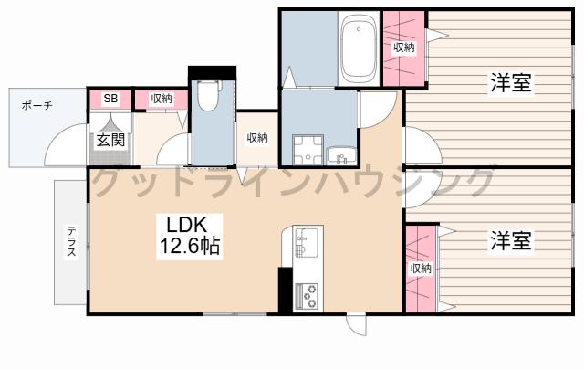 ドルチェ・ヴィータ(2LDK/1階)の間取り写真