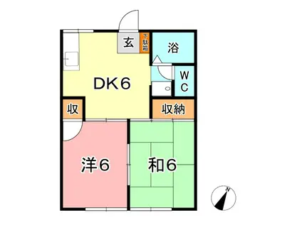 宮原コーポ大橋(2DK/1階)の間取り写真