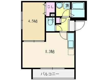 CHIFFON(1LDK/1階)の間取り写真