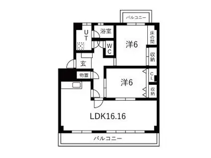ソラリス(2LDK/2階)の間取り写真