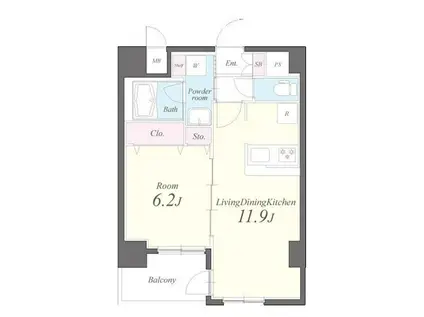 ドムス両国(1LDK/2階)の間取り写真