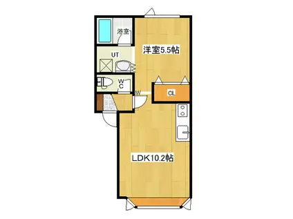 ウエストサイド美芳(1LDK/1階)の間取り写真