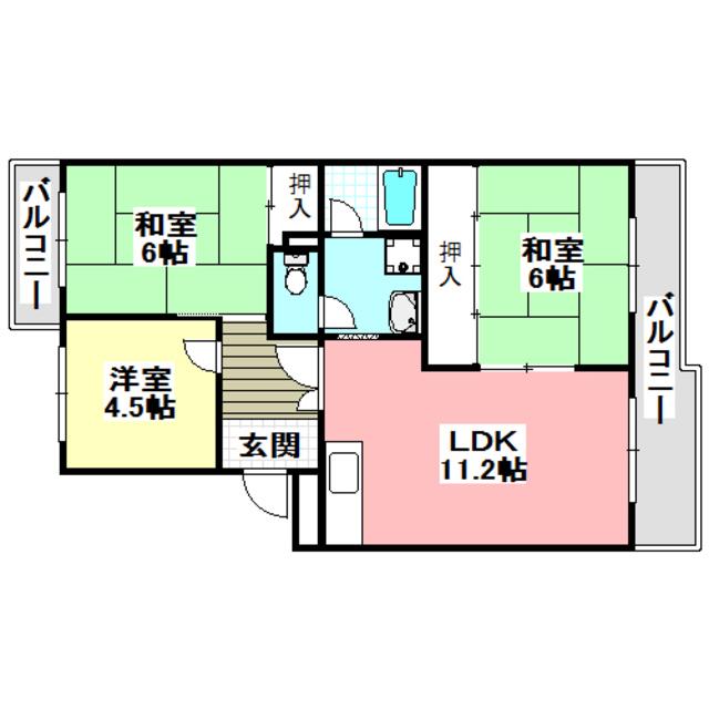 レジデンス吉川2号棟(3LDK/3階)の間取り写真