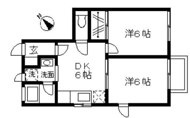 ベルホ-ムズ(2DK/1階)の間取り写真