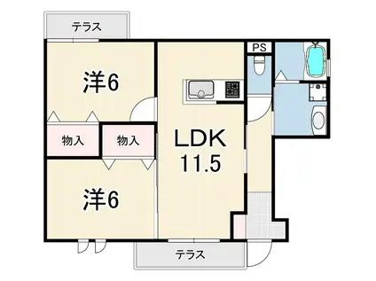 VIENTO1(2LDK/1階)の間取り写真