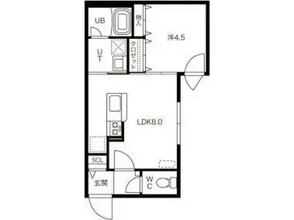 グランドサクセス北6条(1LDK/4階)の間取り写真