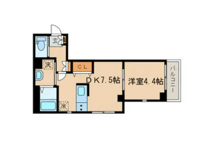 N シーズ・ガレリア(1DK/2階)の間取り写真