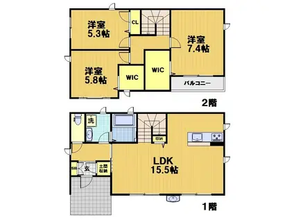 ウエストヒルズ(3LDK/1階)の間取り写真