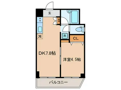 シュエット木場(1DK/4階)の間取り写真