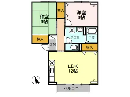 フレマリール八代 B棟(2LDK/2階)の間取り写真