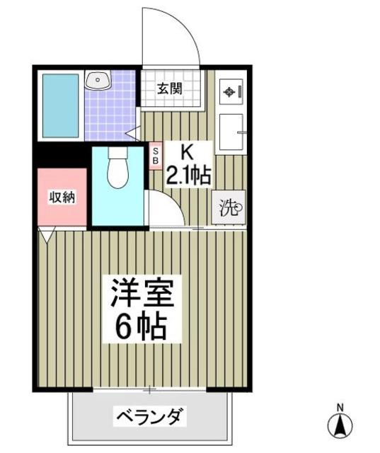 ラフィーネⅡ(1K/1階)の間取り写真