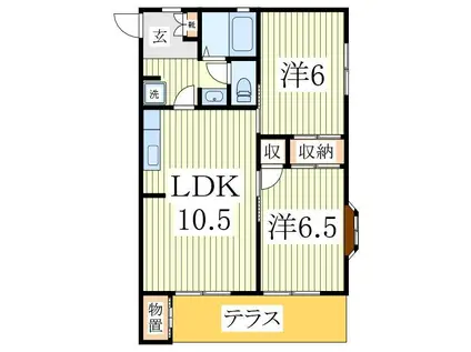リエス柏 西(2LDK/1階)の間取り写真