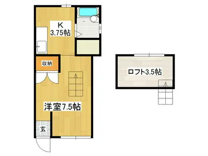 バディハイツ守谷II(1K/1階)の間取り写真