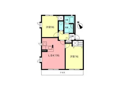 ラークヒルズII(2LDK/1階)の間取り写真