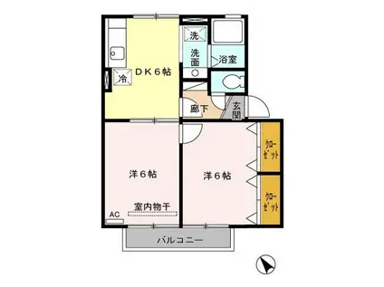 ウィルモア輝A(2DK/2階)の間取り写真