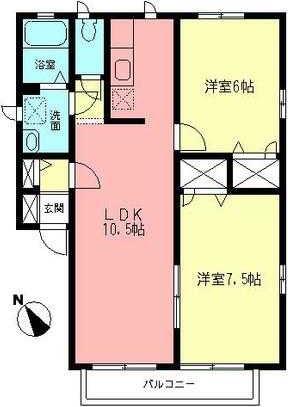 エスポワール立野B(2LDK/2階)の間取り写真