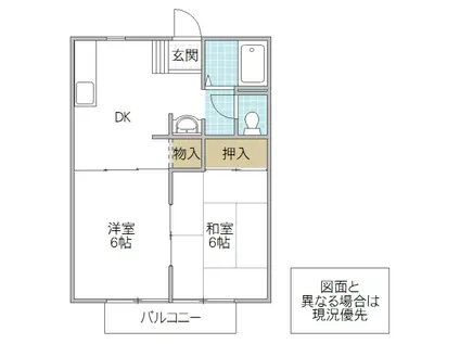 サンビレッジ大宮 B棟(2DK/2階)の間取り写真
