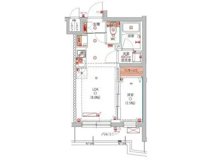 東京八広THE SKYレジデンス(1LDK/1階)の間取り写真