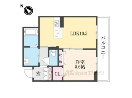 アール ド ヴィーヴル(1LDK/2階)の間取り写真