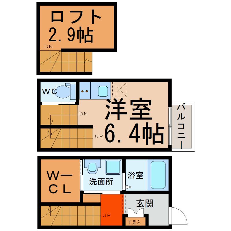 ALAISE高畑(1K/2階)の間取り写真