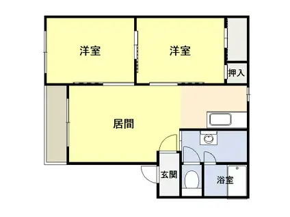 プリオール公園下町(2LDK/1階)の間取り写真