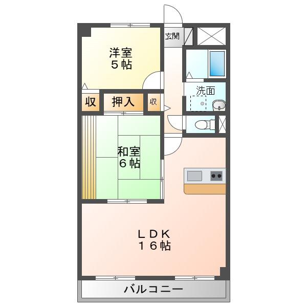 ウエスト(2LDK/3階)の間取り写真