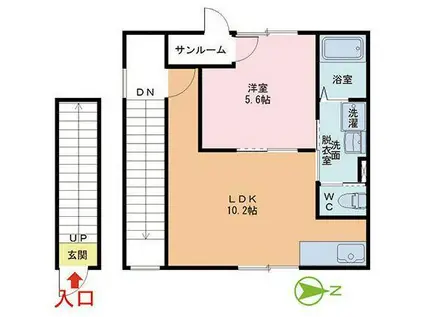 テラスハウスK(1LDK/2階)の間取り写真