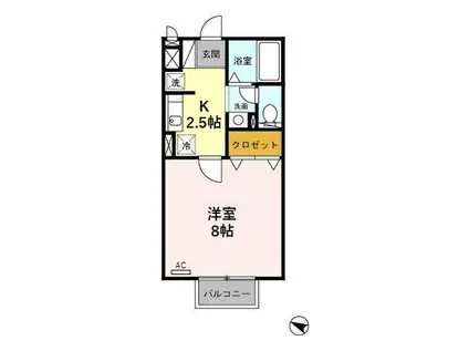 サンライズ(1K/2階)の間取り写真