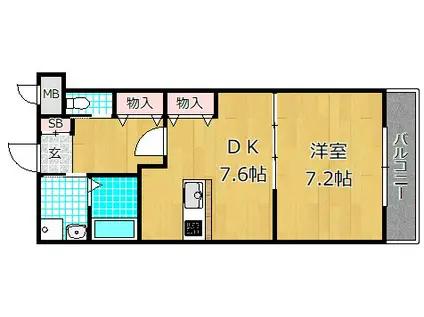 アンジェリーク磐船(1DK/5階)の間取り写真