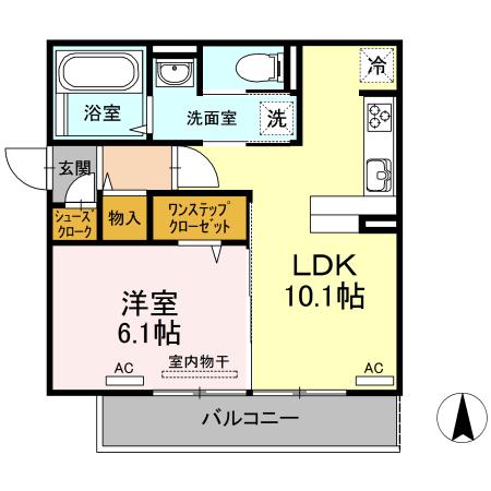 リーリエ中吉野(1LDK/3階)の間取り写真