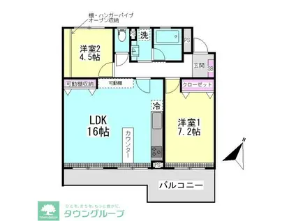 東急市が尾ドエリングD棟(2LDK/4階)の間取り写真