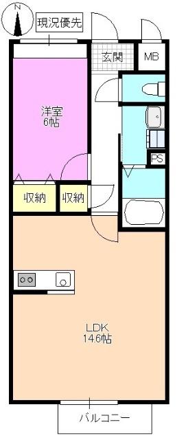 PROSPER(1LDK/1階)の間取り写真