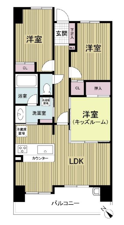 レジディア都島I(3LDK/2階)の間取り写真