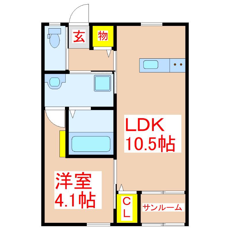 CONTENTO B棟(1LDK/1階)の間取り写真
