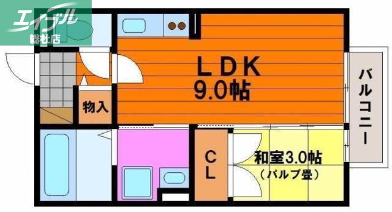グランドソレイユA棟(1LDK/2階)の間取り写真