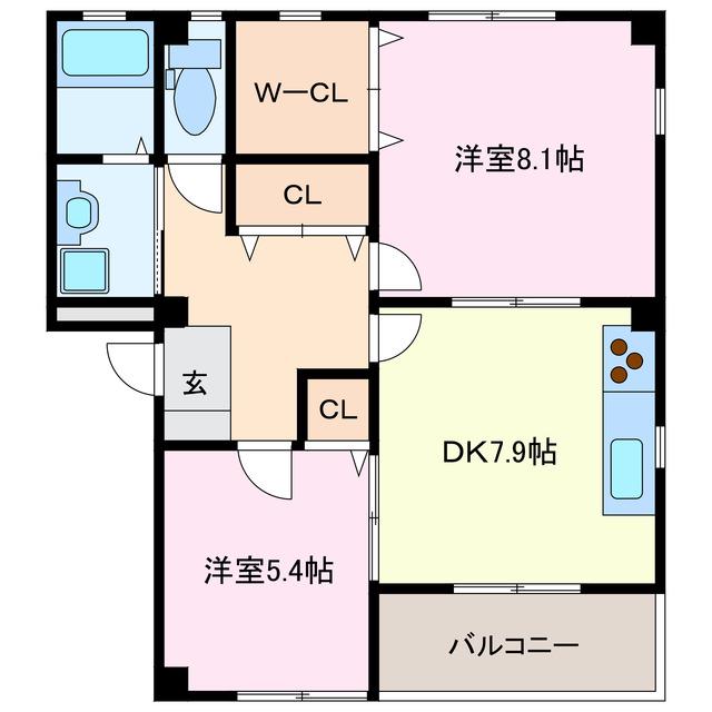 グラサージュ・ドゥ(2DK/1階)の間取り写真