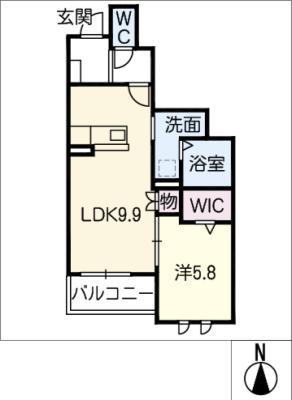 WING COURT(1LDK/2階)の間取り写真