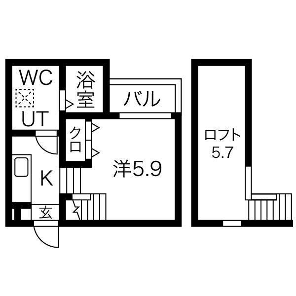 レナージュ(1SK/2階)の間取り写真