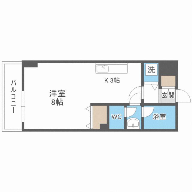PRIME URBAN北14条 プライムアーバン北14条(1K/3階)の間取り写真